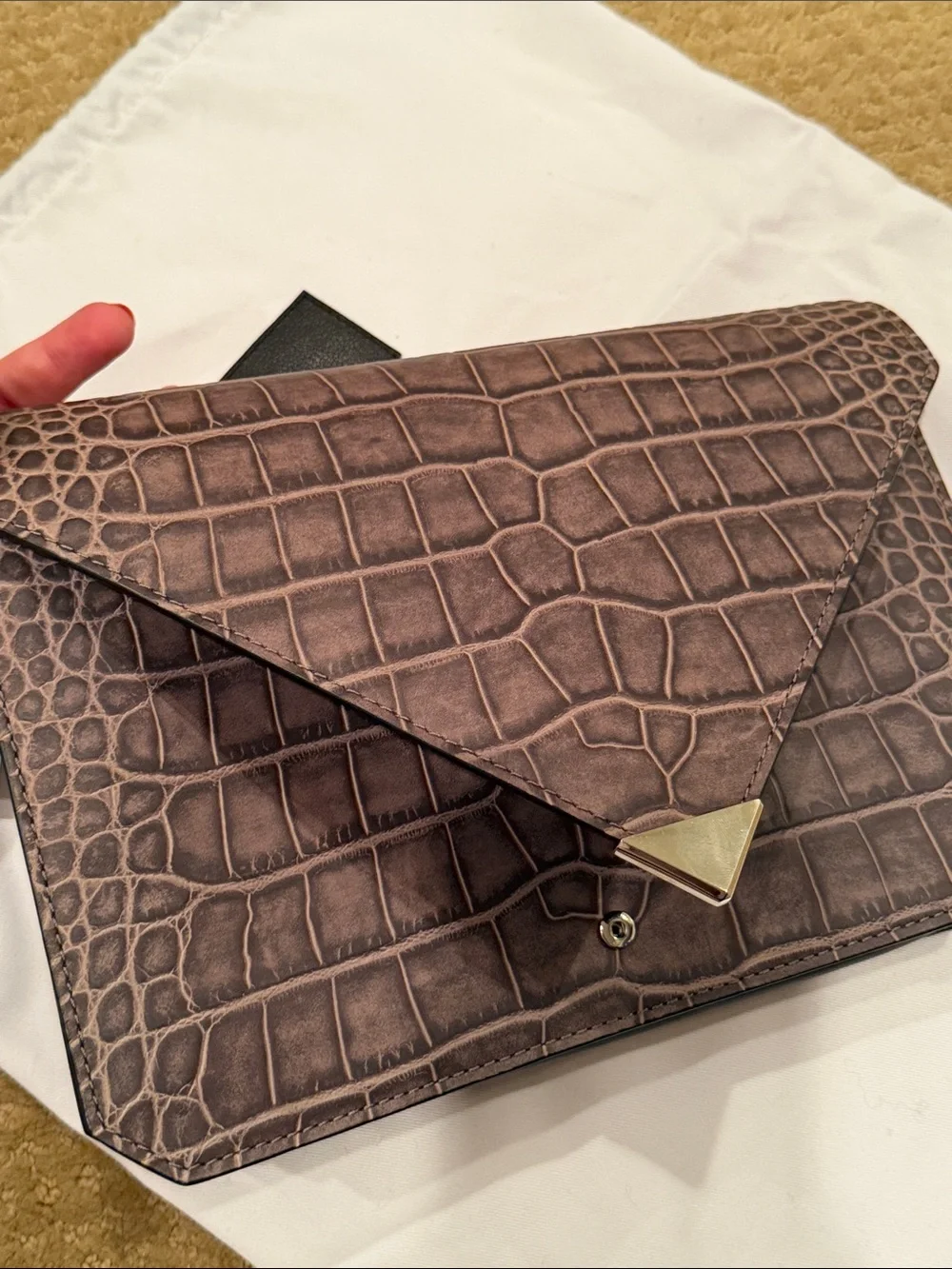 Alexander Wang women’s -Embossed Leather Envelope clutch in Taupe Gray